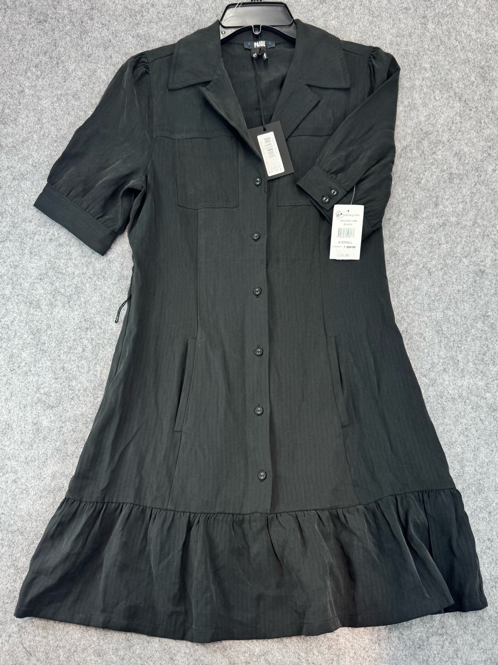 Paige Black Mayslie Flounce button down shirt Dress size xsmall